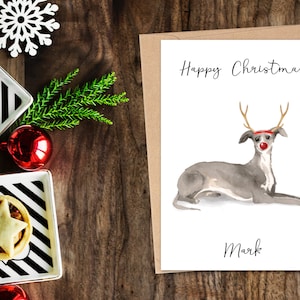 Gepersonaliseerde Italiaanse Greyhound - Hond Kerstkaart -hond liefhebbers kaart kaart, Grappige kerstkaart, hond lover kaart, hond eigenaar kaart Leuke hond kaart