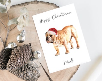 Personalised English Bulldog - Dog Christmas card -dog lovers card card, Funny xmas card, dog lover card, dog owner card Cute dog card