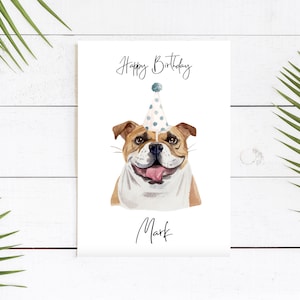 Personalisierte Englische Bulldogge - Hund Geburtstagskarte - Hundeliebhaber Karte Hundebesitzer Karte, Hundeliebhaber Karte Hundebesitzer Karte Süße Hundekarte