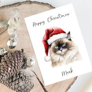 Siamois personnalisée - Carte de Noël avec chat - Carte d'amoureux des chats Carte de propriétaire de chat, carte de Noël drôle, carte d'amant de chat, carte de propriétaire de chat, carte de chat mignon