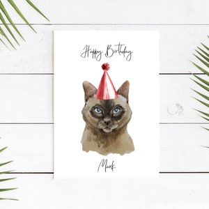Siamois personnalisé - Carte d’anniversaire de chat - Carte d’amour de chat Carte de propriétaire de chat, Carte d’anniversaire drôle, Carte d’amour de chat, Carte de propriétaire de chat, Carte de chat mignon