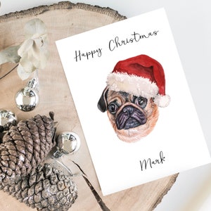Personalisierte Mops - Hund Weihnachtskarte -Hundeliebhaber Karte Karte Karte, lustige Weihnachtskarte, Hundeliebhaber Karte, Hundebesitzer Karte Niedliche Hundekarte