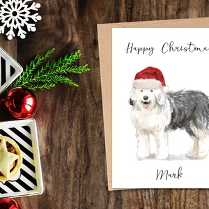Gepersonaliseerde Old English Sheepdog - Dog kerstkaart - hondenliefhebbers kaart kaart, grappige kerstkaart, hondenliefhebber kaart, hondenbezitter kaart Leuke hondenkaart