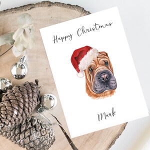 Personalisierte Shar Pei Hund Weihnachtskarte - Hundeliebhaber Karte Karte, lustige Weihnachtskarte, Hundeliebhaber Karte, Hundebesitzer Karte Niedliche Hundekarte