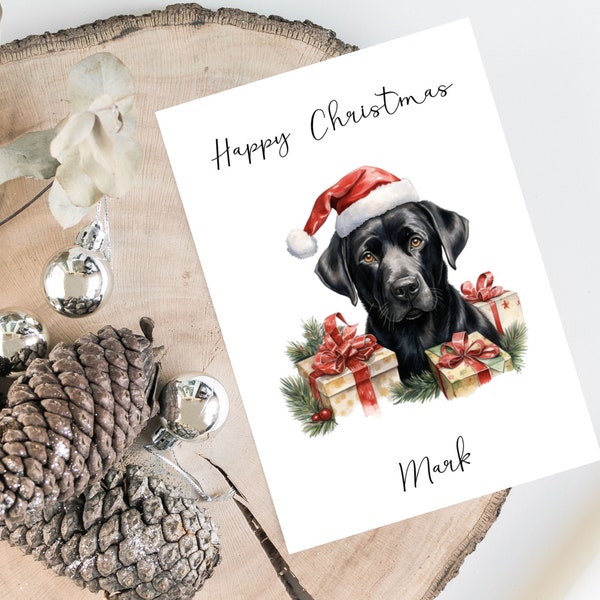 Personalised Black Labrador - Dog Christmas card -dog lovers card card, Funny xmas card, dog lover card, dog owner card Cute dog card