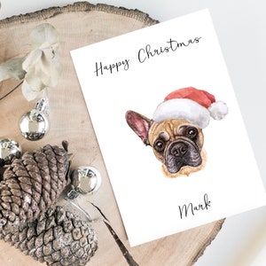 Personalisierte Französische Bulldogge - Hund Weihnachtskarte -Hundeliebhaber Karte Karte, lustige Weihnachtskarte, Hundeliebhaber Karte, Hundebesitzer Karte Niedliche Hundekarte