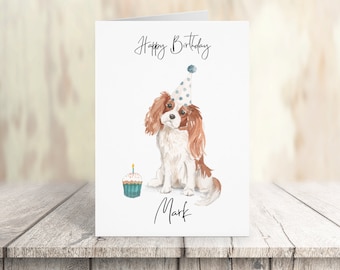 Personalised Cavalier King Charles Spaniel- dog Birthday card -dog lovers card dog owner card, dog lover card dog owner card Cute dog card