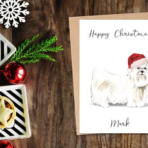 Personalisierte Malteser - Hunde Weihnachtskarte - Hundeliebhaber Karte, Lustige Weihnachtskarte, Hundeliebhaber Karte, Hundebesitzer Karte Süße Hundekarte