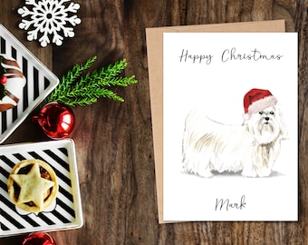 Ritratto di buon natale del primo piano dell'acquerello di cane carino
