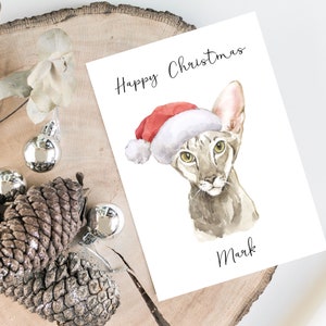 Biglietto di Natale personalizzato Oriental Shorthair Cat - Carta degli amanti del gatto Carta del proprietario del gatto, Divertente biglietto di Natale x mas, Carta del proprietario del gatto, Carta del gatto carino
