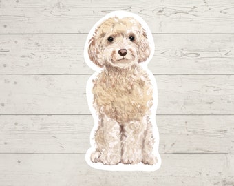 3 x champagne cockapoo Vinyl stickers, dog mom, dog dad, dog lover gift, laptop sticker, bujo sticker, Bullet journal decal, watercolour