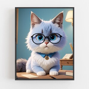 カスタムペットポートレート、先生へのギフト、講師へのギフト、教授猫、ペット記念ギフト、猫好きの方や飼い主へのギフト