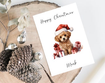 Personalisierte Cavapoo - Hundeweihnachtskarte -Hundeliebhaberkarte Karte, lustige Weihnachtskarte, Hundeliebhaberkarte, Hundebesitzerkarte Süße Hundekarte