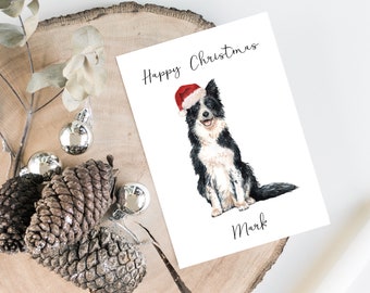 Personalised Border Collie - Dog Christmas card - dog lovers card card, Funny xmas card, dog lover card, dog owner card Cute dog card