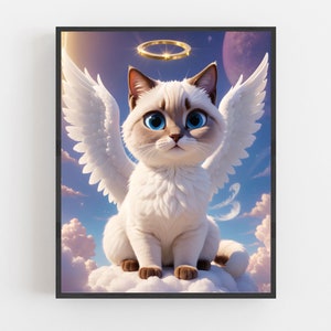 Cat Memorial, Sympathy Gift, Personalised Pet Portrait, Cat Owner Gift, Pet Memorial, Cat Loss, Bereavement Gift, digital print download
