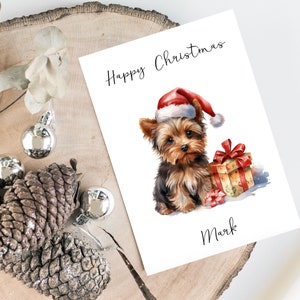 Personalisierte Yorkshire Terrier - Hund Weihnachtskarte - Hundeliebhaber Karte Karte, lustige Weihnachtskarte, Hundeliebhaber Karte, Hundebesitzer Karte Niedliche Hundekarte