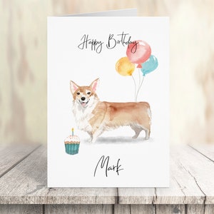 Corgi personalizzato - biglietto di compleanno per cani - carta per gli amanti dei cani carta del proprietario del cane, carta per gli amanti del cane carta del proprietario del cane Carina carta del cane