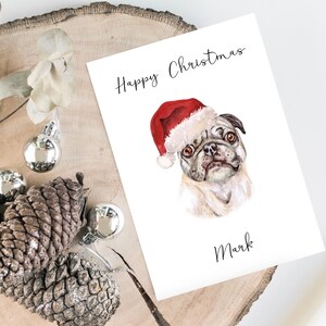 Personalisierte Mops - Hund Weihnachtskarte -Hundeliebhaber Karte Karte Karte, lustige Weihnachtskarte, Hundeliebhaber Karte, Hundebesitzer Karte Niedliche Hundekarte