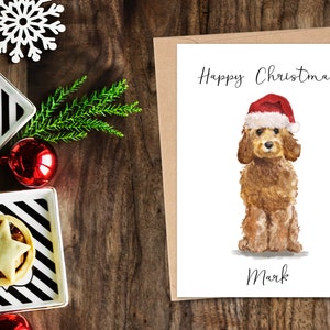 Cockapoo de mel dourado personalizado - Cartão de Natal para cães - Cartão para amantes de cães, Cartão de Natal engraçado, Cartão para amantes de cães, Cartão para donos de cães Cartão fofo para cães