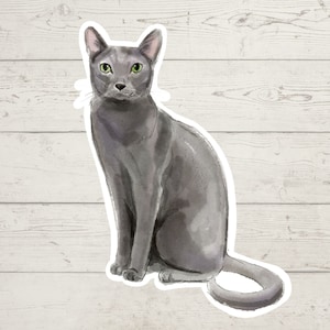 3 x blaue russische Katze Aufkleber, Aufkleber Mutter, Katzenliebhaber Geschenk, Laptop Aufkleber, Bujo Aufkleber, Bullet Journal Aufkleber, Katzen Aufkleber