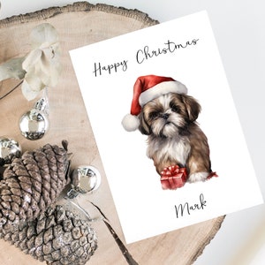 Personalisierte Shih Tzu - Hundeweihnachtskarte -Hundeliebhaber Karte Karte, lustige Weihnachtskarte, Hundeliebhaberkarte, Hundebesitzerkarte Süße Hundekarte