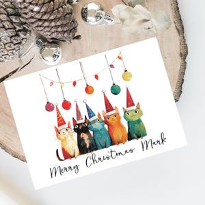 Groupe personnalisé de chats - Carte de Noël de chat - Carte d'amoureux des chats Carte de propriétaire de chat, carte de Noël amusante, carte de propriétaire de chat, carte de chat mignon
