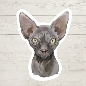 3 x Sphynx Katze Sticker, Mama Sticker, Papa, Katzenliebhaber Geschenk Decal, Laptop Aufkleber, Bujo Sticker, Bullet Journal Aufkleber, Katze Sticker Aquarell