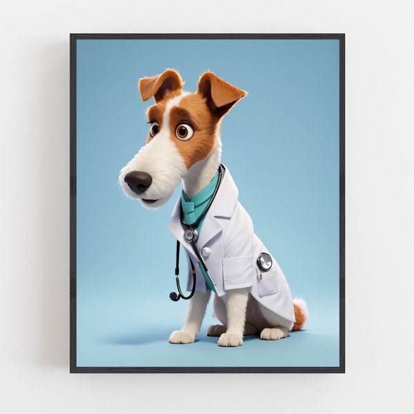 Doctor pet portrait, custom pet portrait in doctor style available in gallery canvas or paper print - pet portraits, doctor pet, dog art