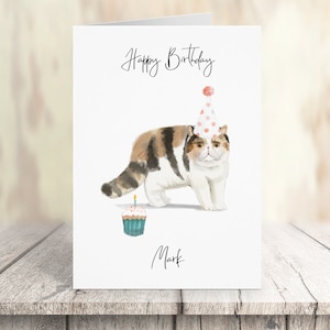 Cheveux courts exotiques personnalisés - Carte d’anniversaire de chat -Carte d’amoureux de chat Carte de propriétaire de chat, carte d’amant de chat, carte de propriétaire de chat, carte de chat mignon