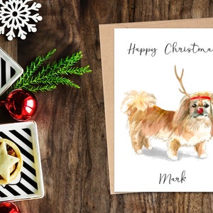 Personalisierte Pekingese - Hunde Weihnachtskarte - Hundeliebhaber Karte, Lustige Weihnachtskarte, Hundeliebhaber Karte, Hundebesitzer Karte Süße Hundekarte
