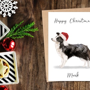Border Collie personnalisé - Carte de Noël pour chien - Carte d’amoureux des chiens, Carte de Noël drôle, Carte d’amoureux des chiens, Carte de propriétaire de chien Carte de chien mignon