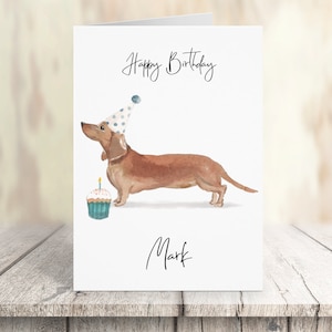 Teckel bronzé personnalisé - carte d’anniversaire de chien - carte d’amour de chien carte de propriétaire de chien, carte d’amour de chien carte de propriétaire de chien carte de chien mignon