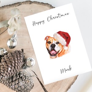 Bouledogue anglais personnalisé - carte de Noël pour chien - carte de carte d'amoureux de chien, carte de Noël drôle, carte d'amant de chien, carte de propriétaire de chien Carte de chien mignon