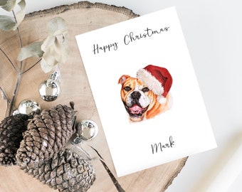 Personalised English Bulldog - Dog Christmas card -dog lovers card card, Funny xmas card, dog lover card, dog owner card Cute dog card