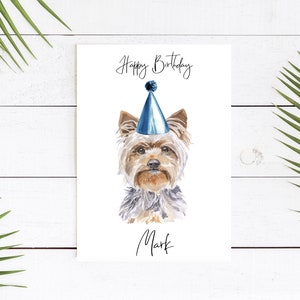 Yorkshire Terrier personalizzato - biglietto di compleanno del cane - carta degli amanti del cane carta del proprietario del cane, carta del proprietario del cane della carta del cane carino carta del cane