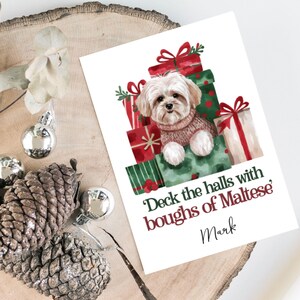 Personalisierte Malteser - Hundeweihnachtskarte -Hundeliebhaber Karte Karte, Lustige Weihnachtskarte, Hundeliebhaber Karte, Hundebesitzer Karte Süße Hunde Karte
