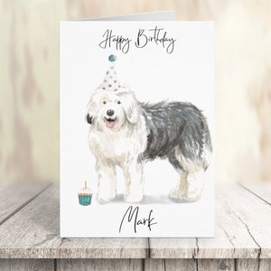 Personalisierte Old English Sheepdog - Hund Geburtstagskarte - Hundeliebhaber Karte Hundebesitzer Karte, Hundeliebhaber Karte Hundebesitzer Karte Süße Hundekarte