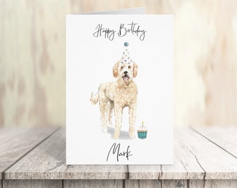 Personalised Golden Doodle - dog Birthday card -dog lovers card dog owner card, dog lover card dog owner card Cute dog card