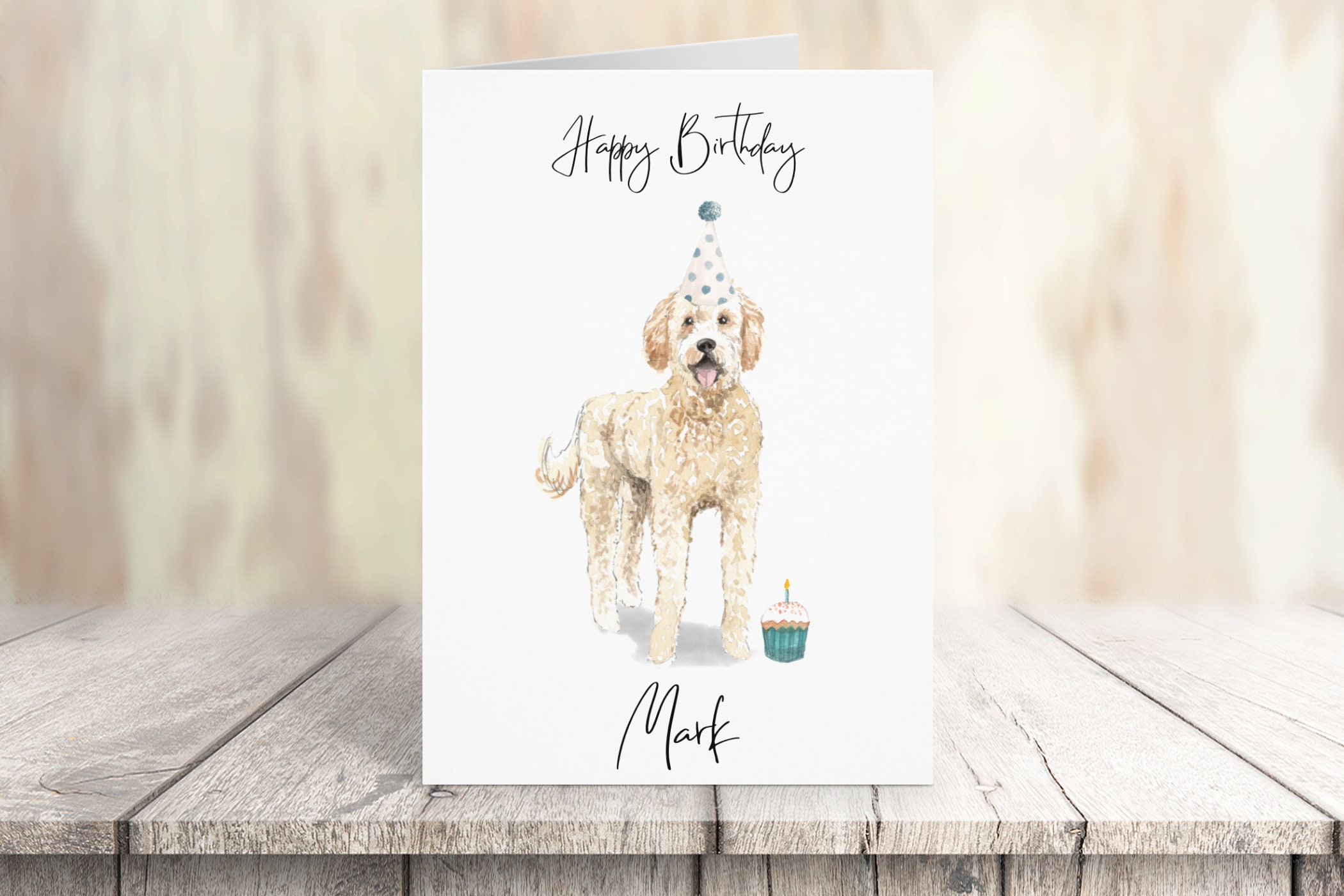 Personalised Golden Doodle - dog Birthday card -dog lovers card dog owner card, dog lover card dog owner card Cute dog card