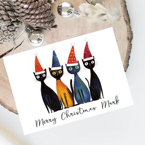 Groupe personnalisé de chats - Carte de Noël de chat - Carte d'amoureux des chats Carte de propriétaire de chat, carte de Noël amusante, carte de propriétaire de chat, carte de chat mignon