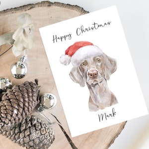 Weimaraner personalizzato - Biglietto di Natale per cani - carta per gli amanti del cane, carta di natale divertente, carta per l'amante del cane, carta del proprietario del cane Carta del cane Carina carta del cane