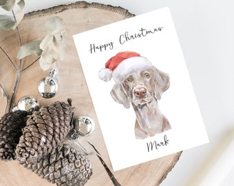 Personalised Weimaraner - Dog Christmas card -dog lovers card card, Funny xmas card, dog lover card, dog owner card Cute dog card