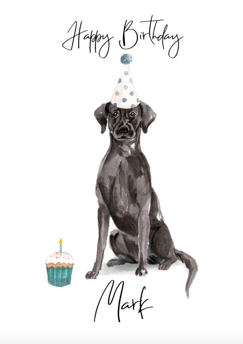 Personalised black labrador - dog Birthday card -dog lovers card dog owner card, dog lover card dog owner card Cute dog card image 3