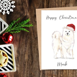 Samoiedo personalizzato - Cartolina di Natale del cane - carta degli amanti del cane, carta di Natale divertente, carta dell'amante del cane, carta del proprietario del cane Carta del cane carina