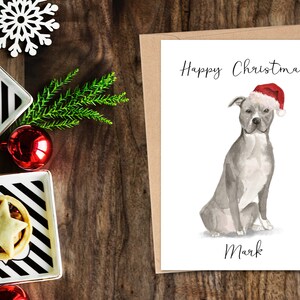 Personalisierte American Staffordshire Terrier - Hunde Weihnachtskarte - Hundeliebhaber Karte, Lustige Weihnachtskarte, Hundebesitzerkarte, Süße Hundekarte
