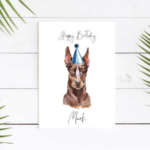 Personalisierte Doberman - Hunde Geburtstagskarte - Hundeliebhaber Karte Hundebesitzer Karte, Hundeliebhaber Karte Hundebesitzer Karte Süße Hundekarte