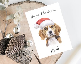 Personalised Beagle - Dog Christmas card -dog lovers card card, Funny xmas card, dog lover card, dog owner card Cute dog card