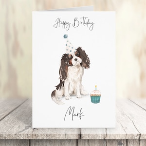 Personalisierte Dreifarbige König Charles Spaniel Hunde Geburtstagskarte -Hundeliebhaber Karte Hundebesitzer Karte, Hundeliebhaber Karte Hundebesitzer Karte Niedliche Hundekarte