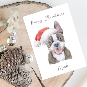 Personalisierte Boston Terrier - Hunde Weihnachtskarte - Hundeliebhaber Karte, Lustige Weihnachtskarte, Hundeliebhaber Karte, Hundebesitzer Karte