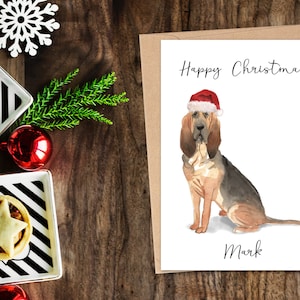 Gepersonaliseerde BloodHound Blood Hound - Hond Kerstkaart hond liefhebbers kaart kaart, Grappige kerstkaart, hond lover kaart, hond eigenaar kaart Leuke hond kaart